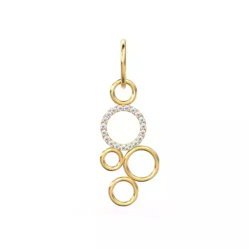Sun Circle Diamond Pendant Gold Zircon Layering Necklace