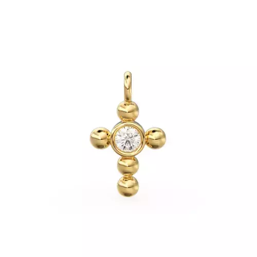 Cross Diamond Pendant Gold Zircon Layering Necklace 3D print