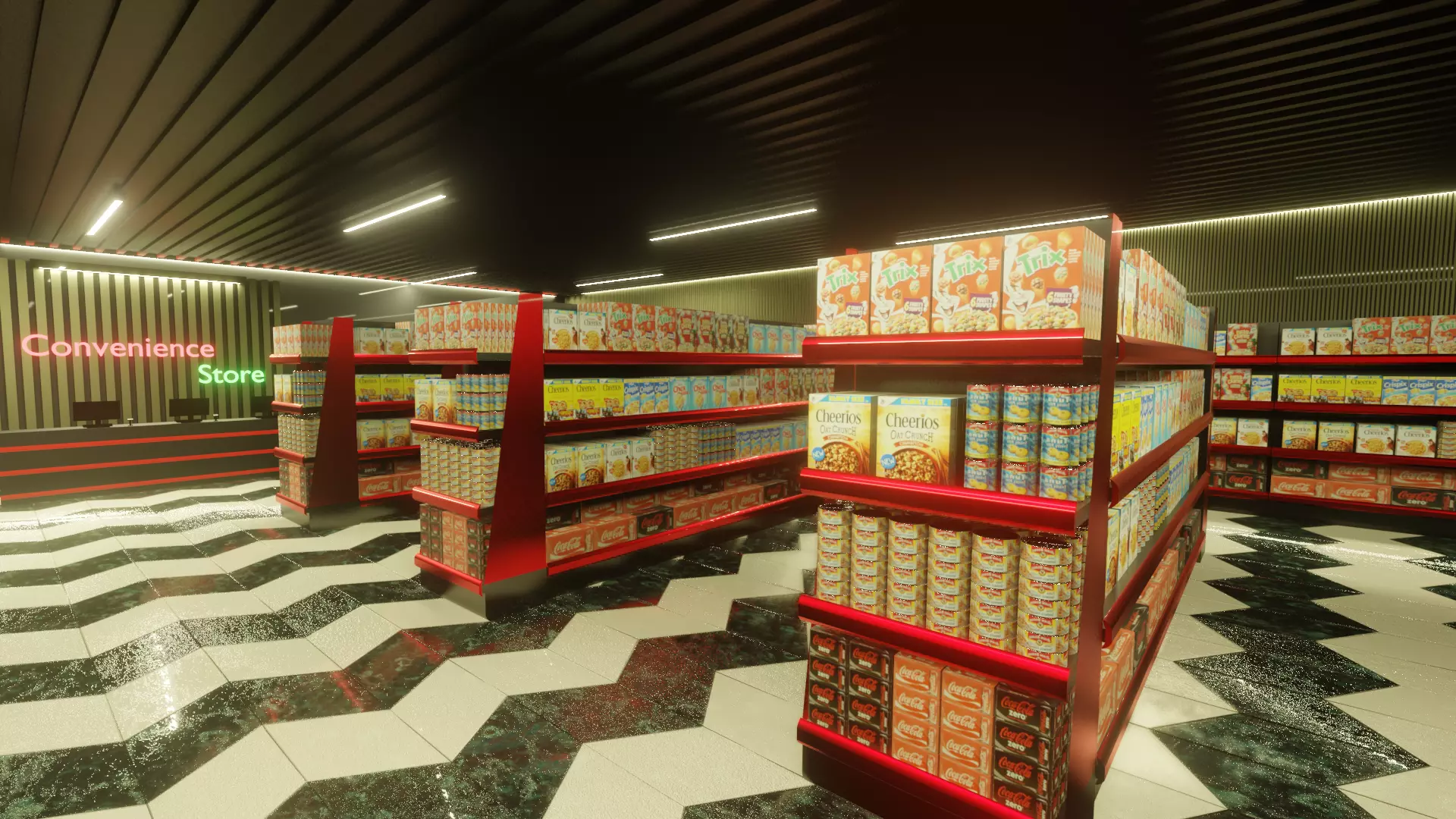 Convenience Store  Free low-poly 3D model_0