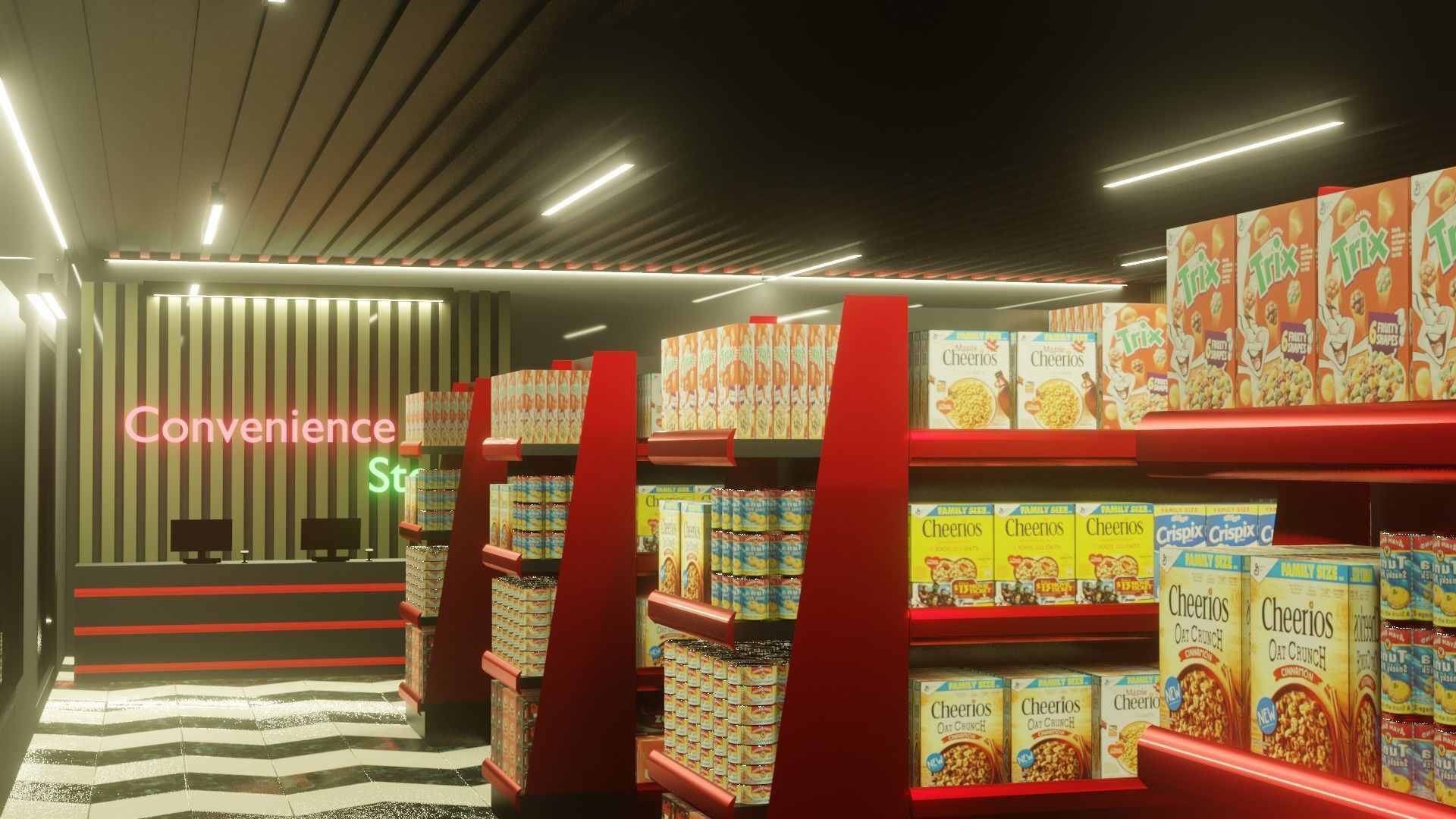 Convenience Store  Free low-poly 3D model_1