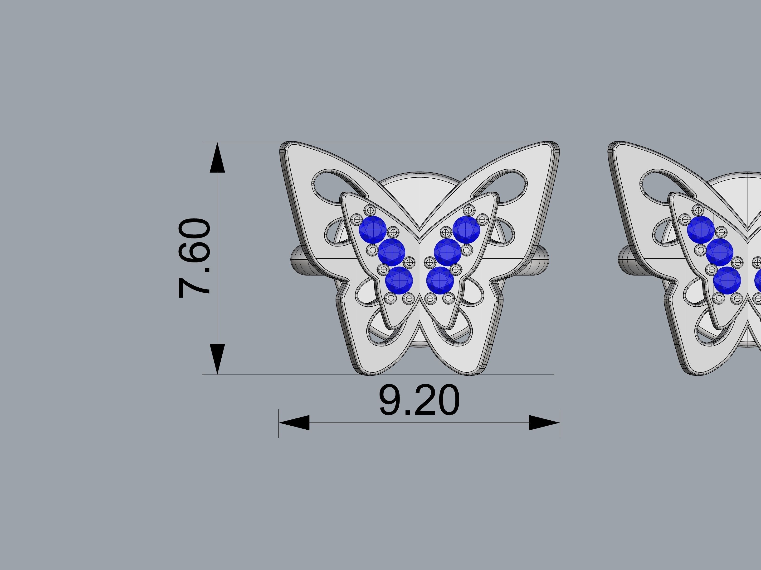 Earrings Butterfly 3D print model 3D model_3