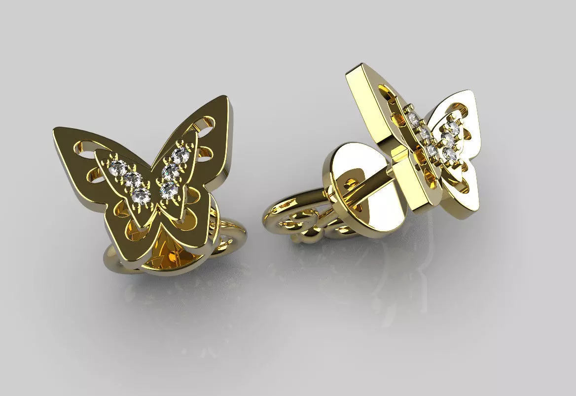 Earrings Butterfly 3D print model 3D model_0