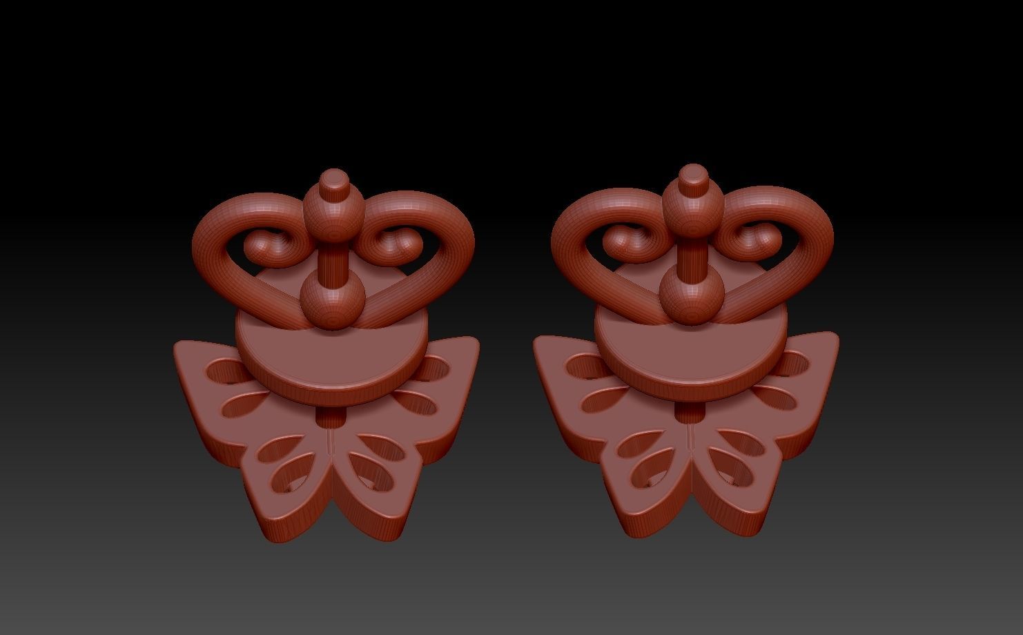 Earrings Butterfly 3D print model 3D model_9