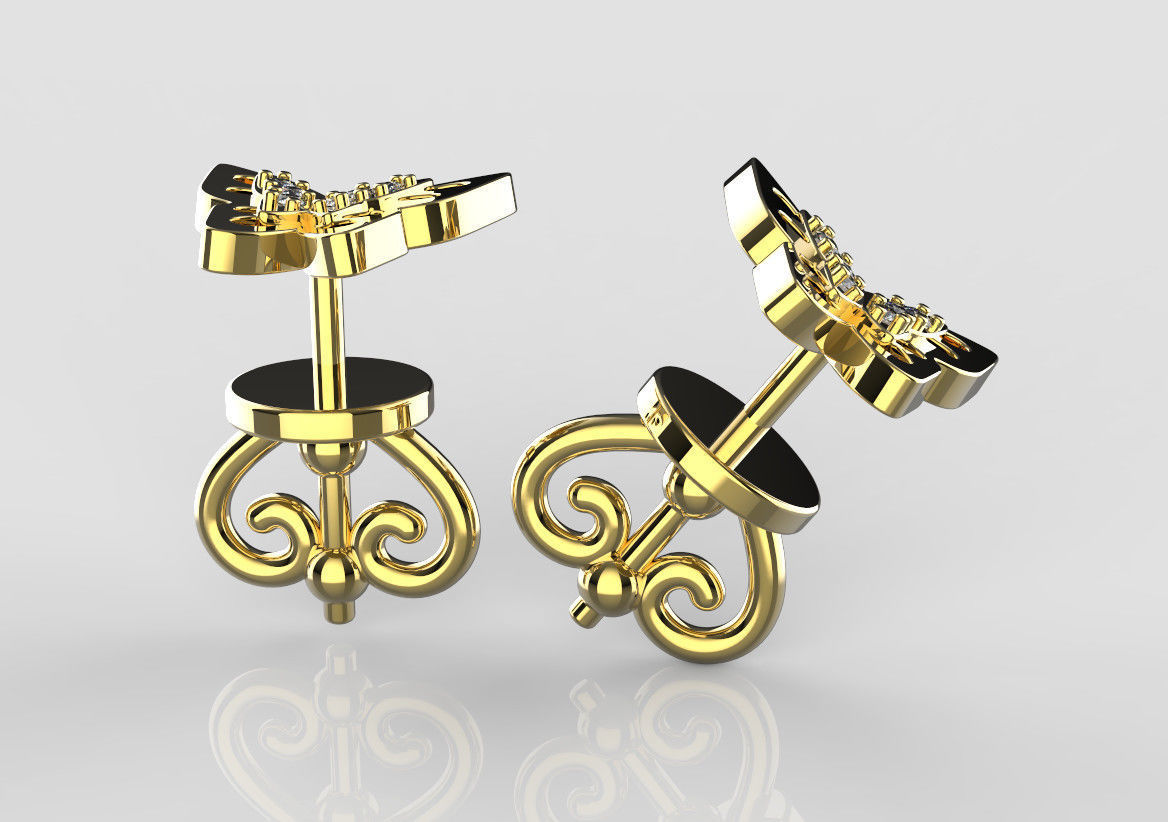Earrings Butterfly 3D print model 3D model_1
