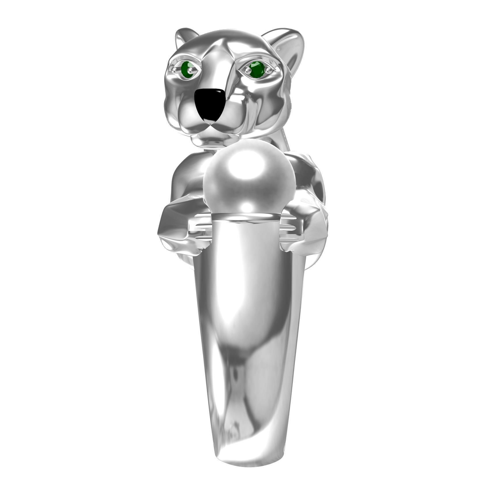 Panther with Pearl Ring 3D print model_4