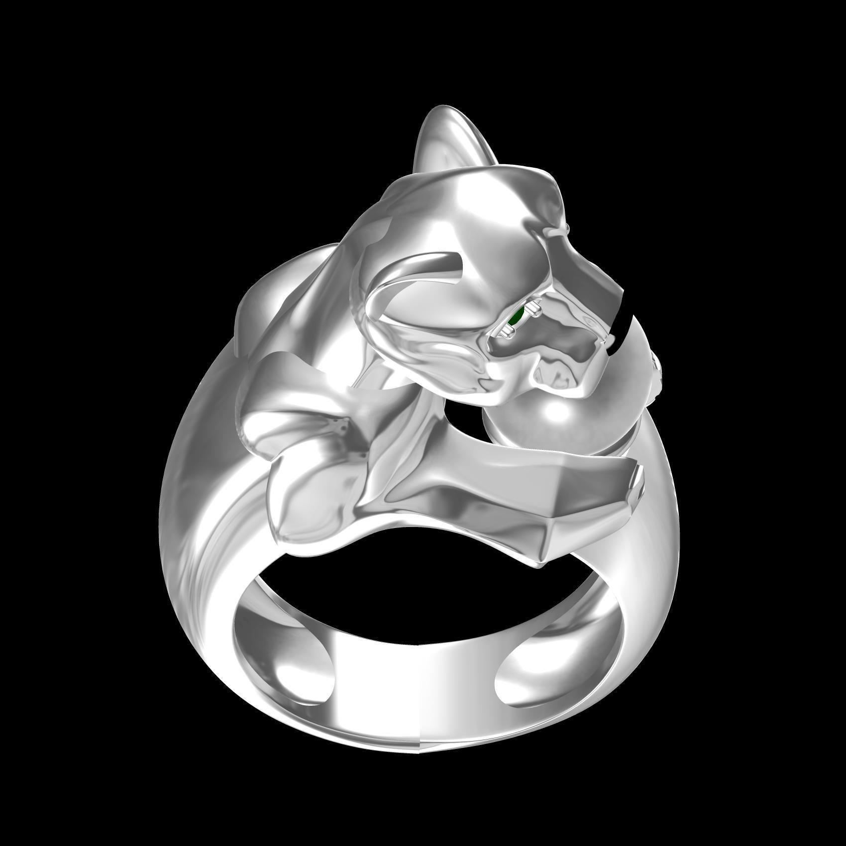 Panther with Pearl Ring 3D print model_9
