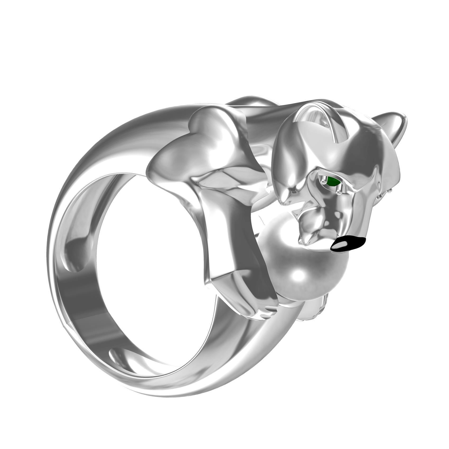 Panther with Pearl Ring 3D print model_8
