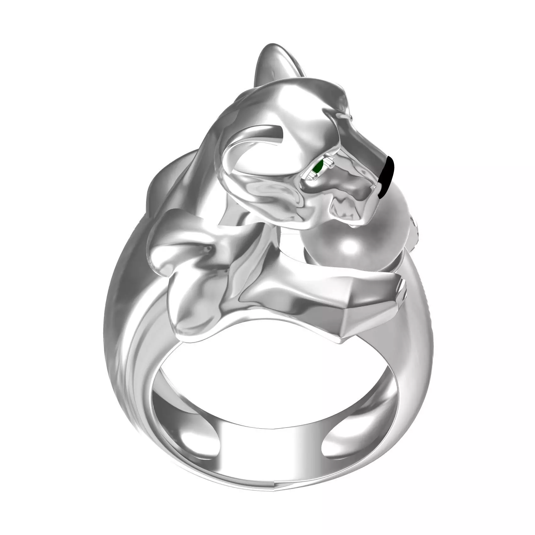 Panther with Pearl Ring 3D print model_0