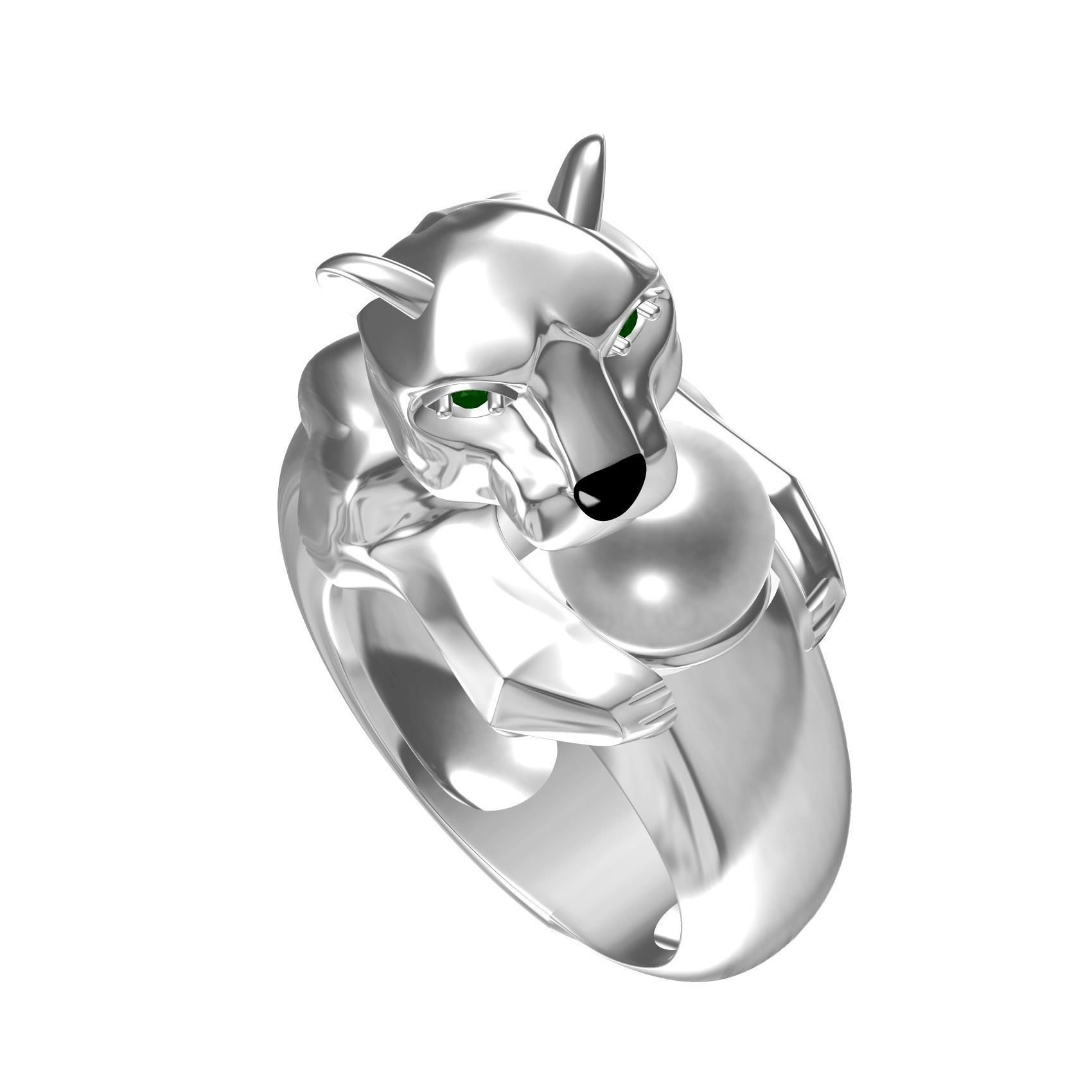 Panther with Pearl Ring 3D print model_1