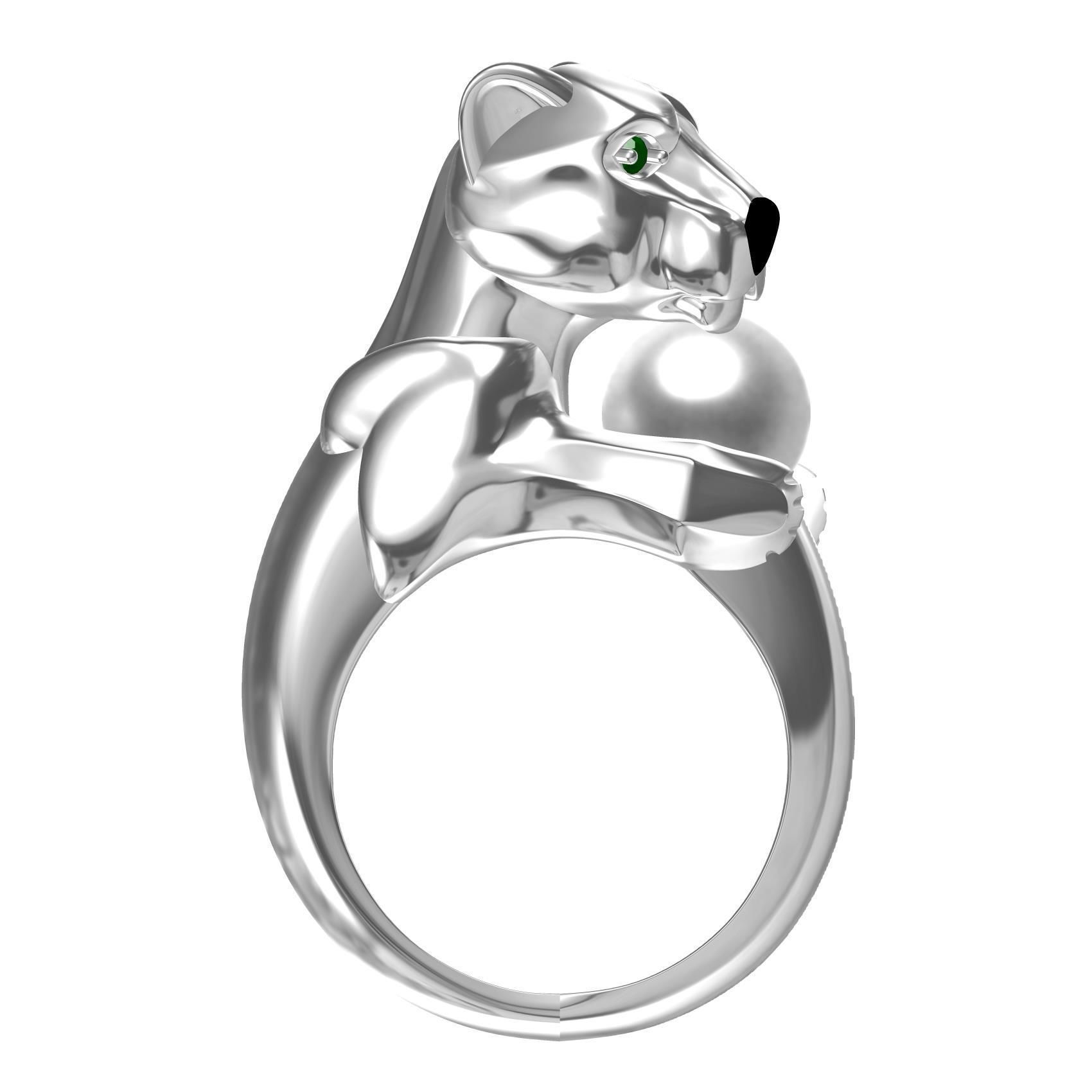 Panther with Pearl Ring 3D print model_3