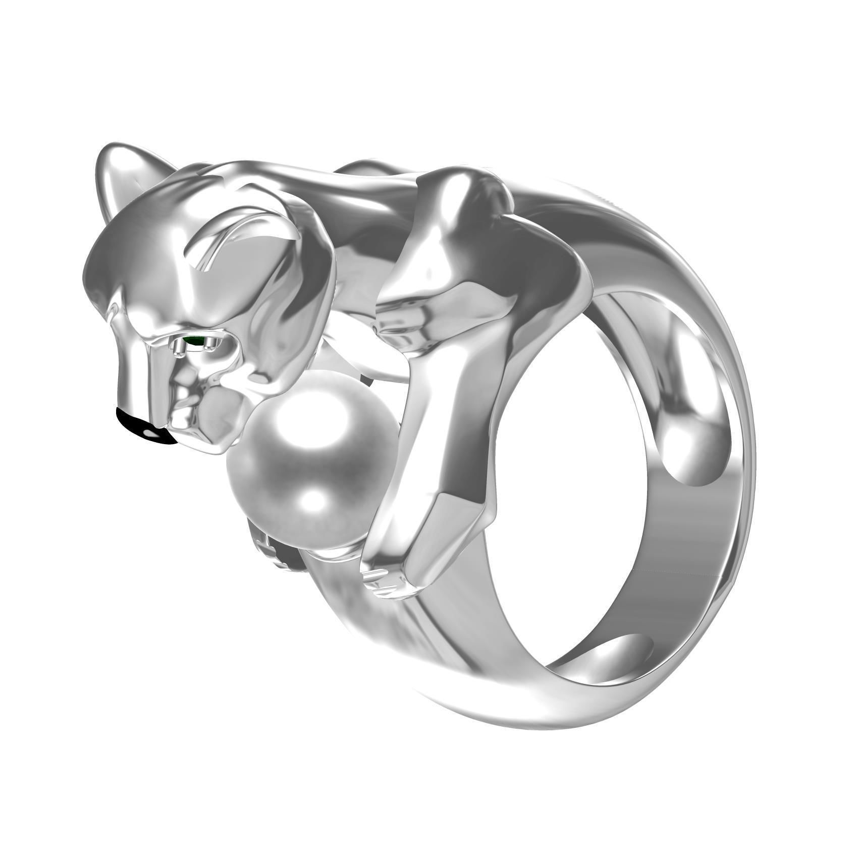 Panther with Pearl Ring 3D print model_7