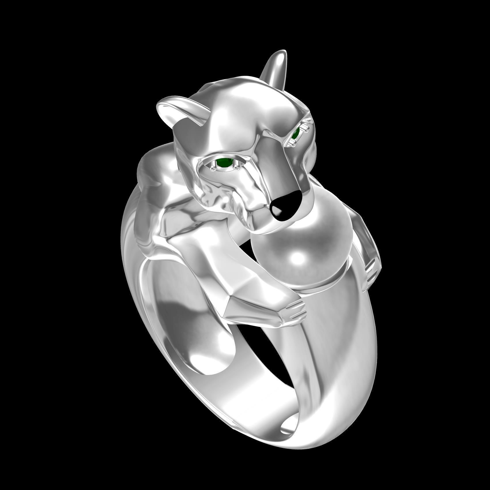Panther with Pearl Ring 3D print model_10
