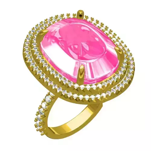 Fancy Pink Cushion Diamond Double Halo Engagement Ring