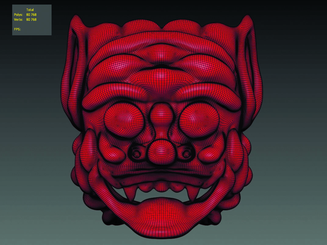 Balinese barong mask 3D model_2