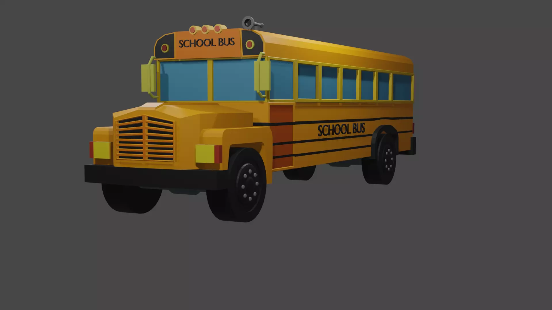 Old School bus Low-poly 3D model