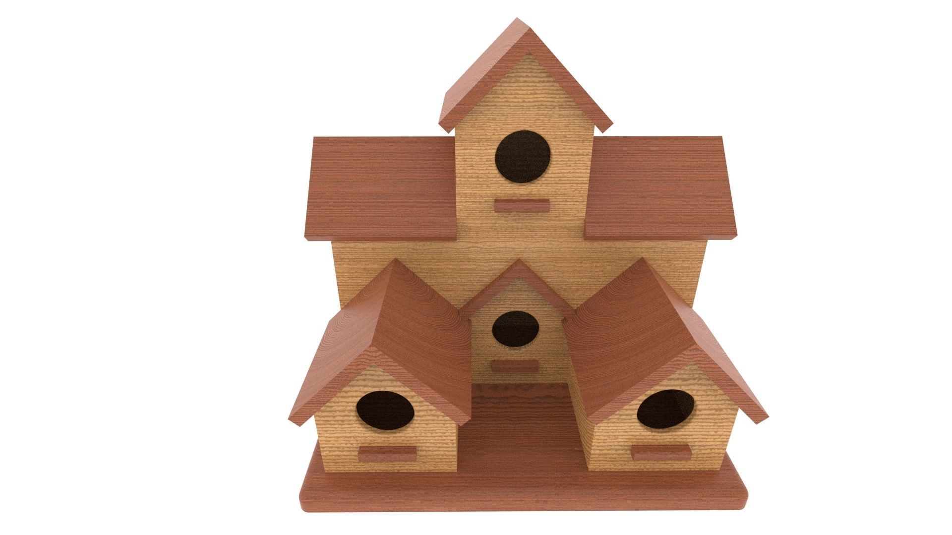 wooden birdhouse Low-poly 3D model_6