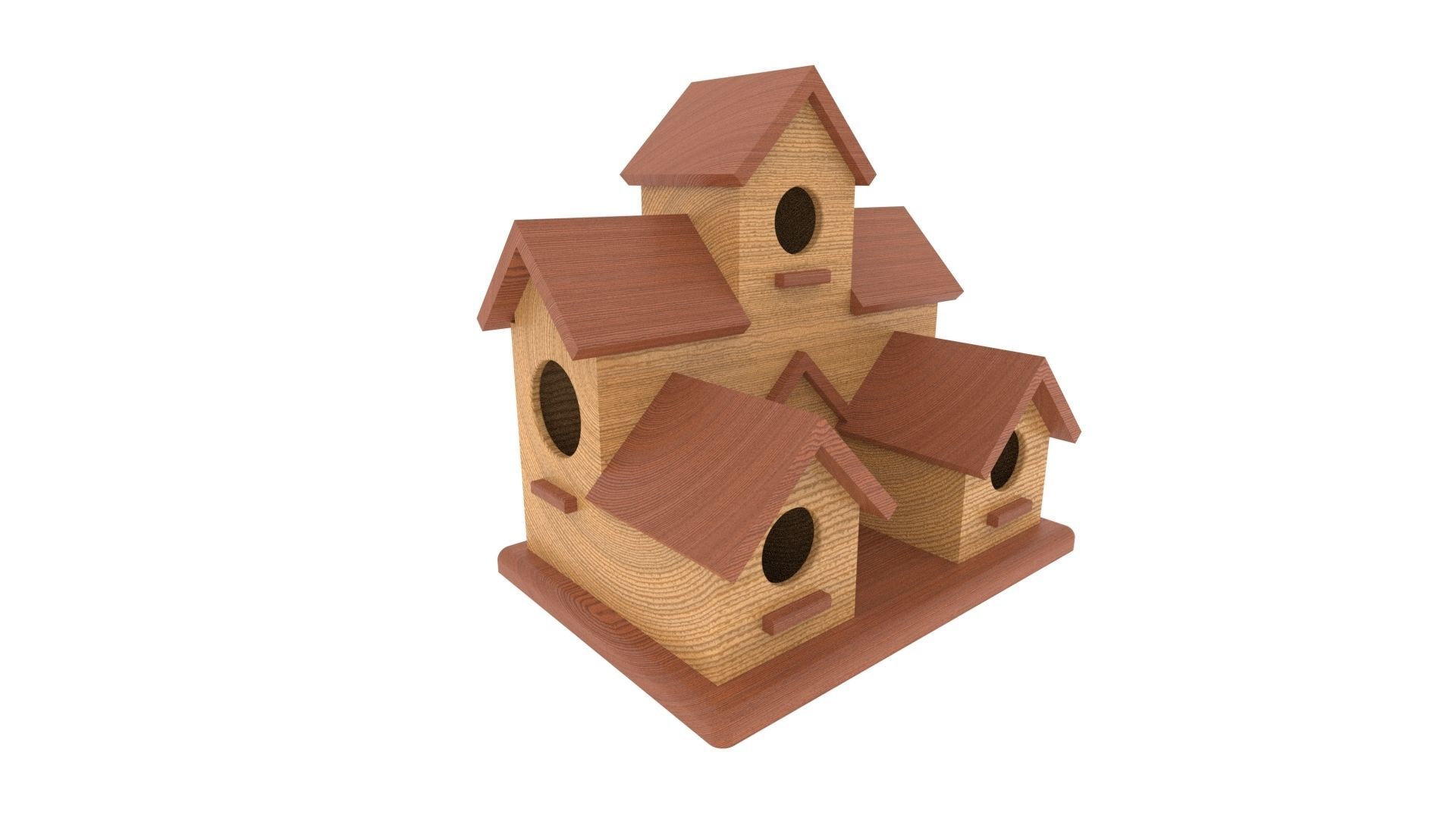 wooden birdhouse Low-poly 3D model_1