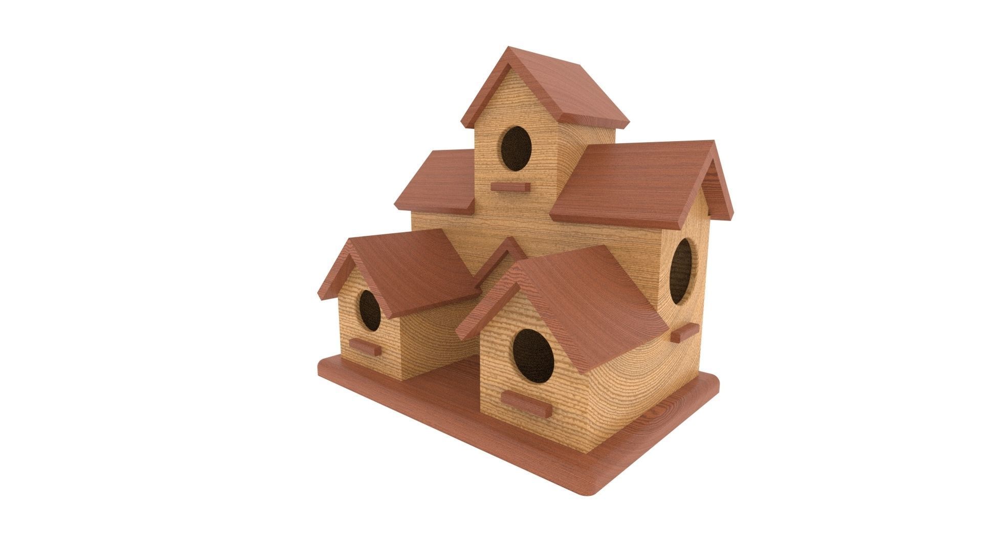 wooden birdhouse Low-poly 3D model_2