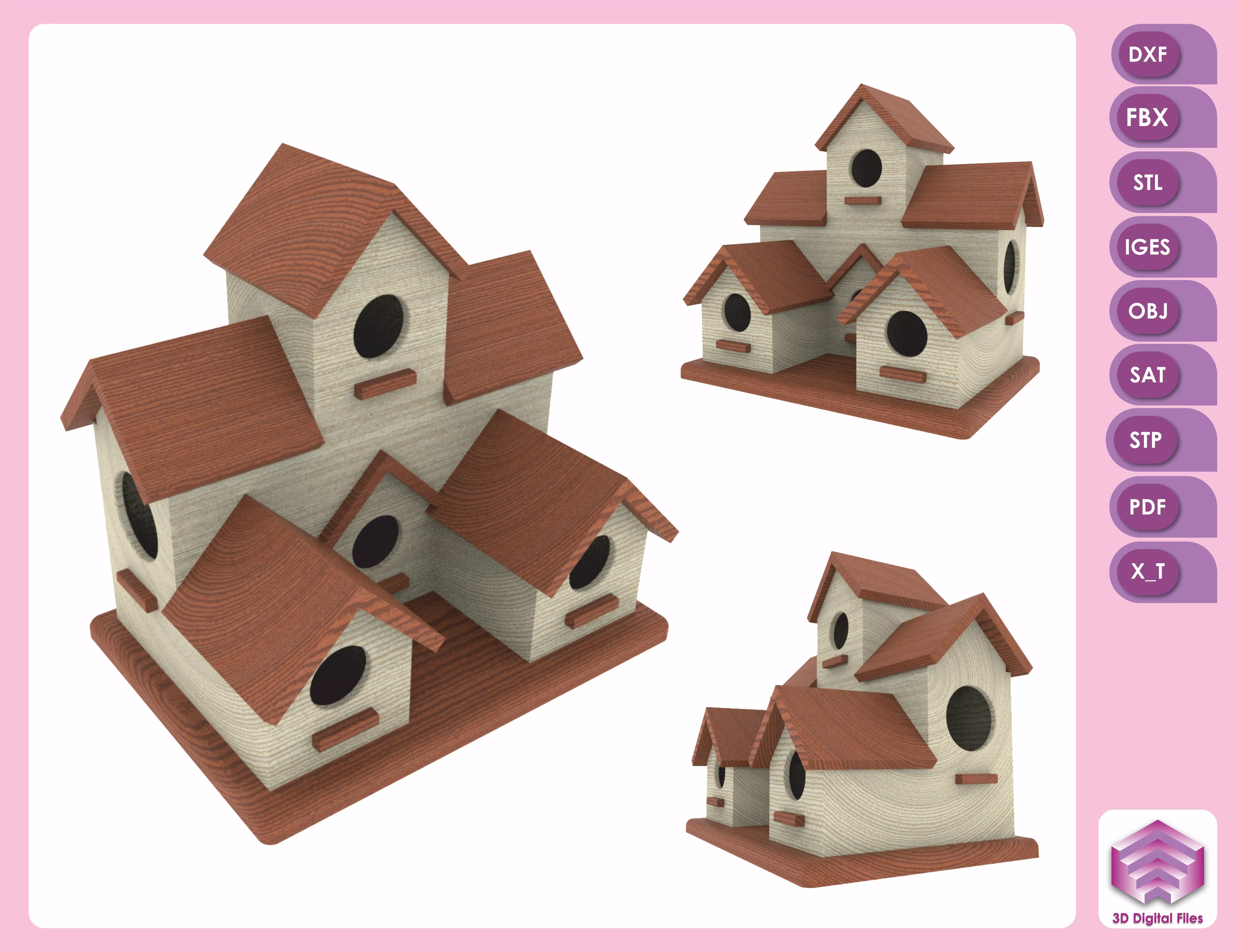 wooden birdhouse Low-poly 3D model_0