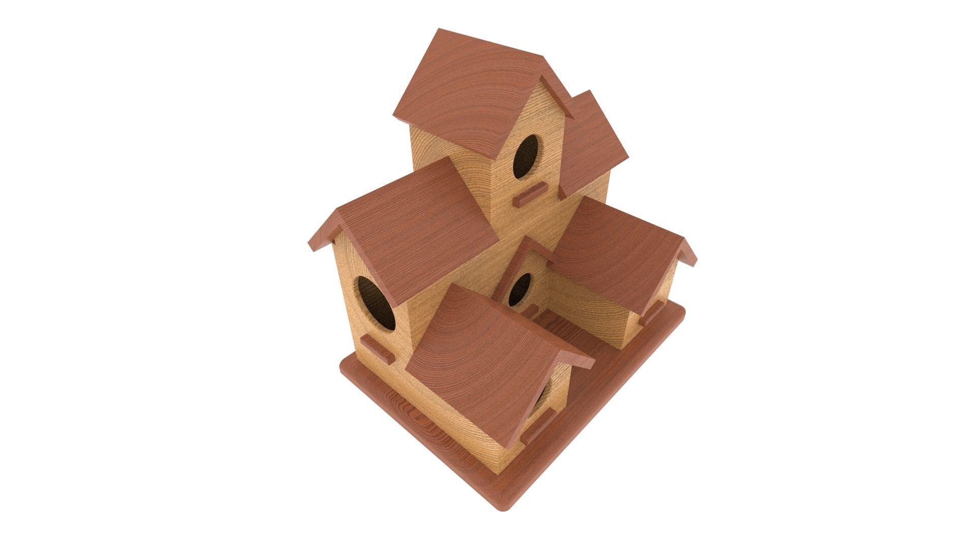 wooden birdhouse Low-poly 3D model_9
