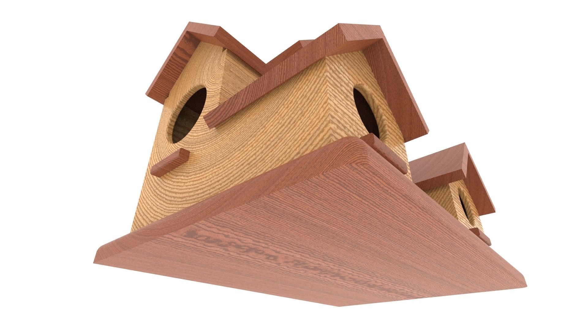 wooden birdhouse Low-poly 3D model_7