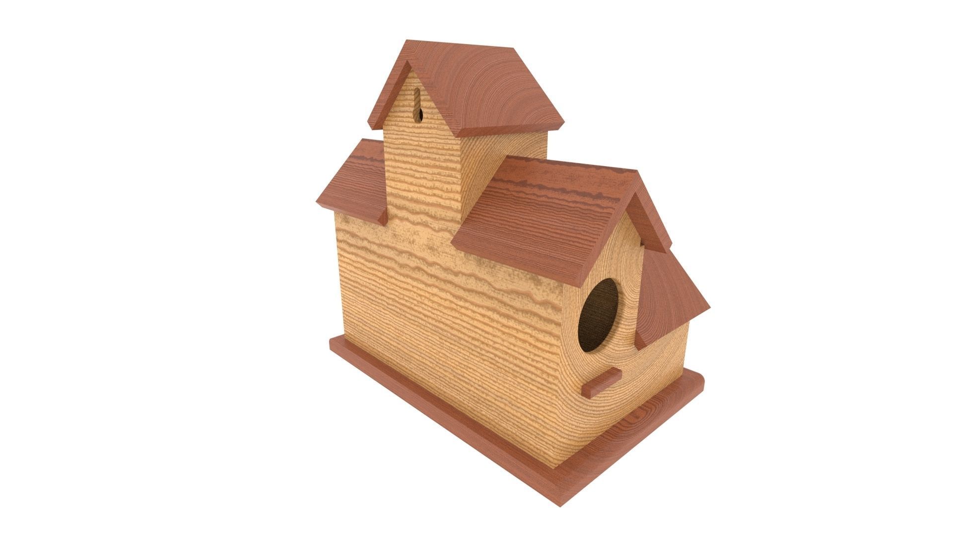 wooden birdhouse Low-poly 3D model_5