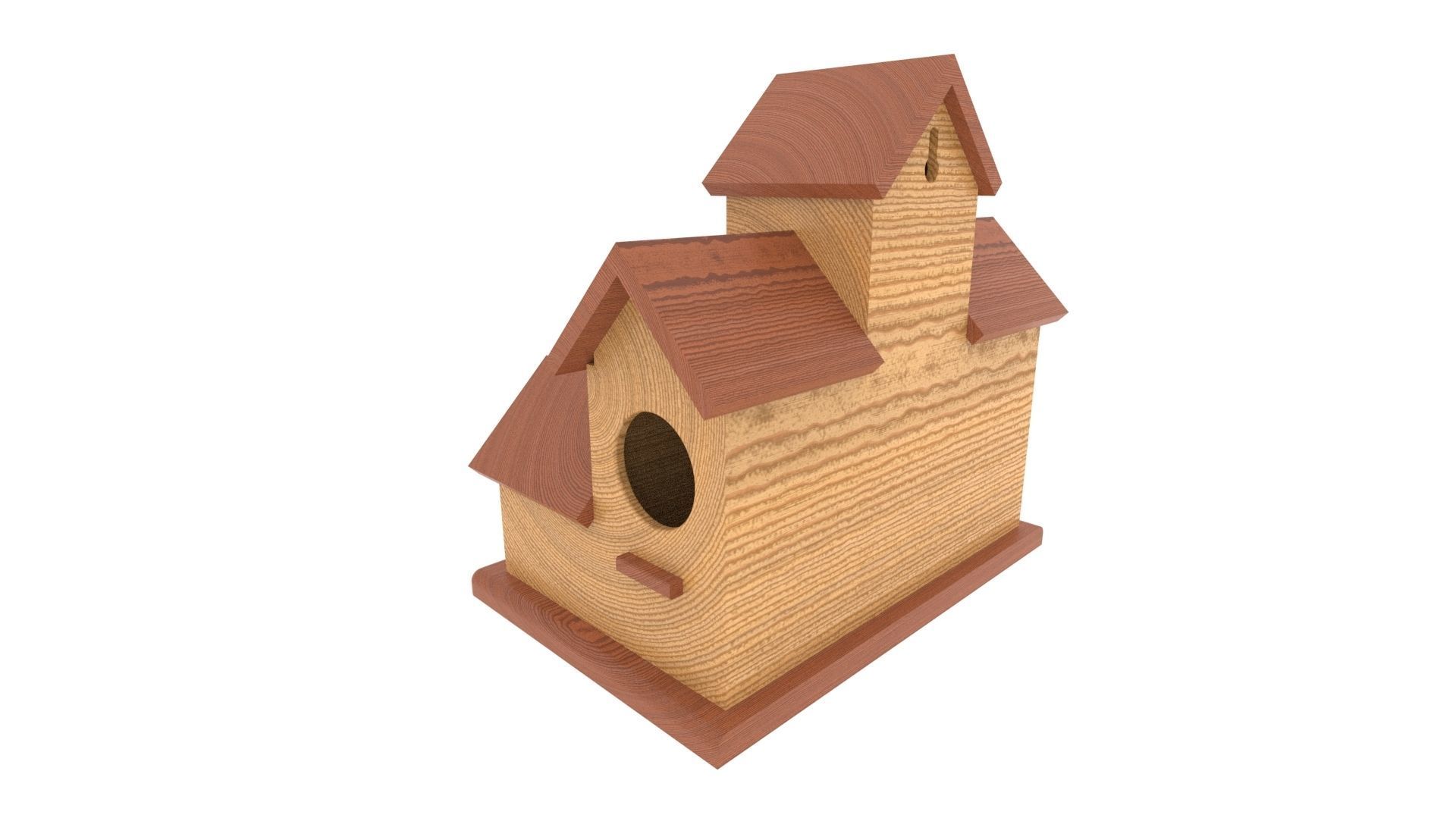 wooden birdhouse Low-poly 3D model_4