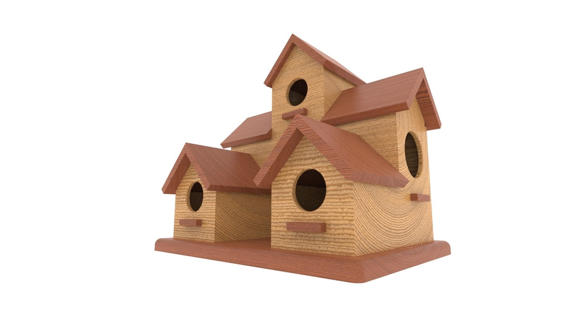wooden birdhouse Low-poly 3D model_8