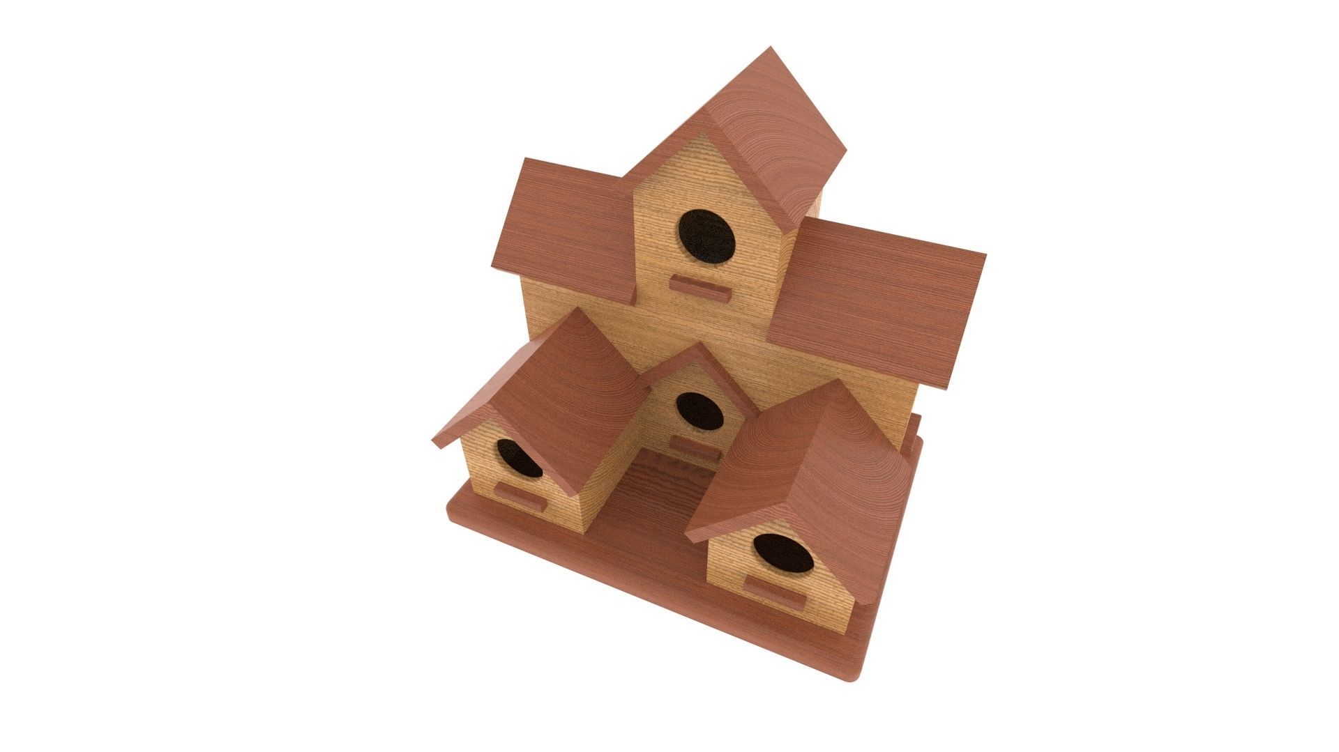 wooden birdhouse Low-poly 3D model_3