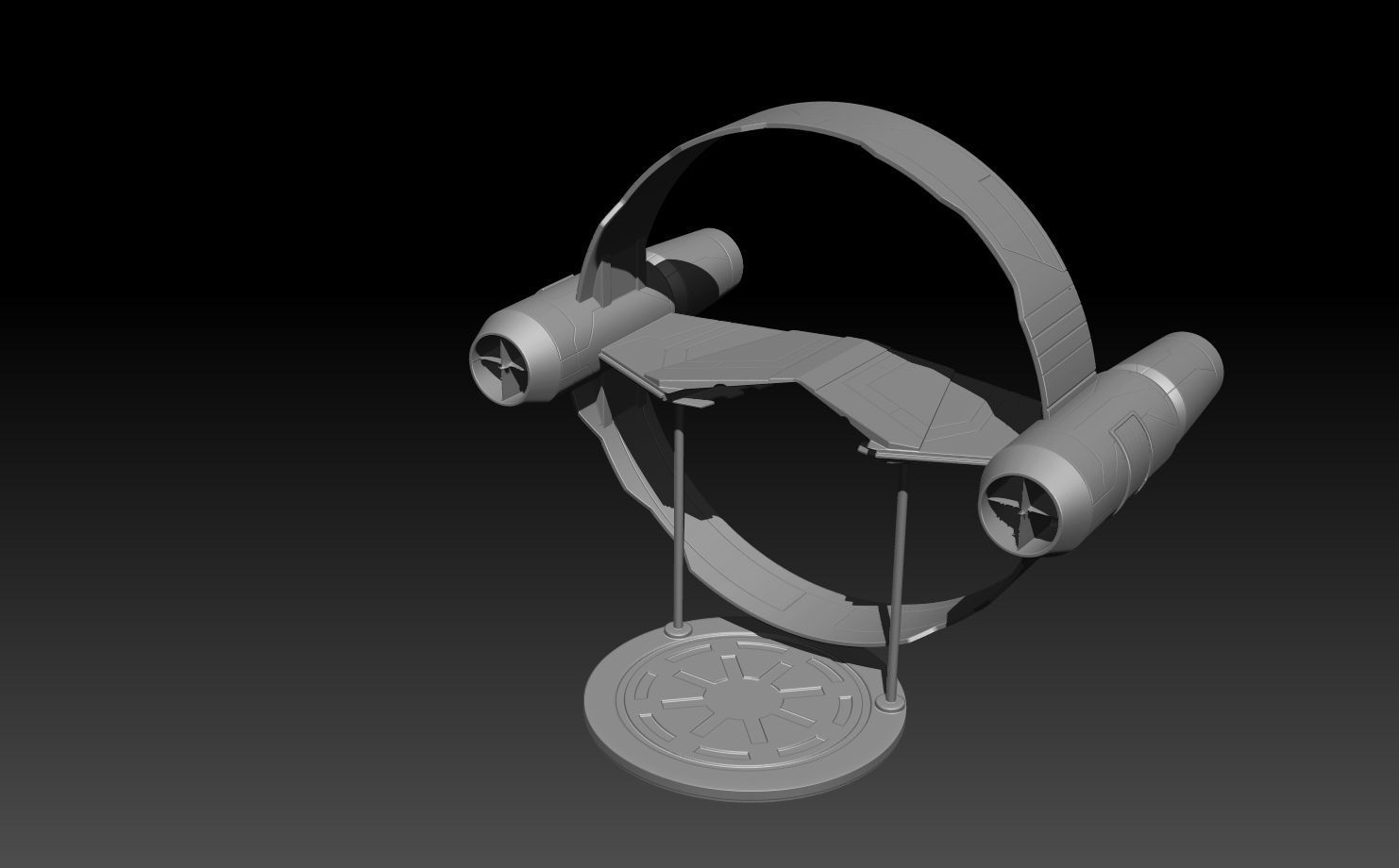 Delta 7 Hyperspace ring and stand add on 3D print model_1