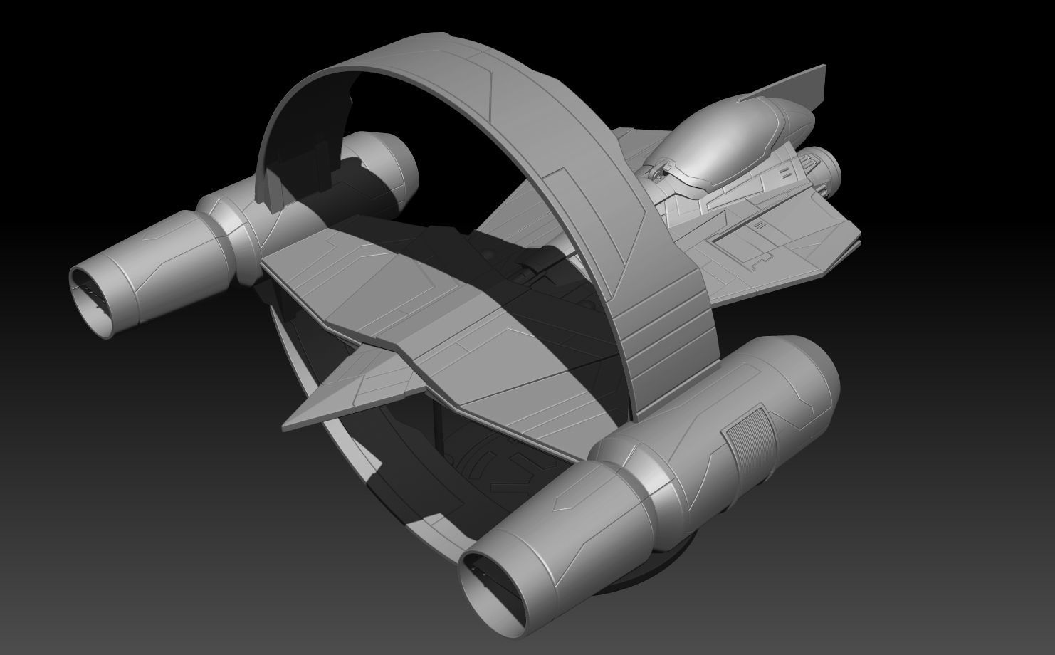 Delta 7 Hyperspace ring and stand add on 3D print model_2
