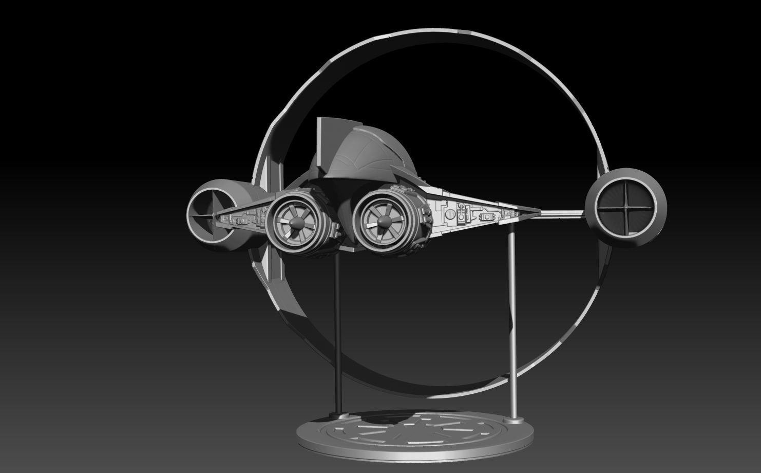 Delta 7 Hyperspace ring and stand add on 3D print model_6