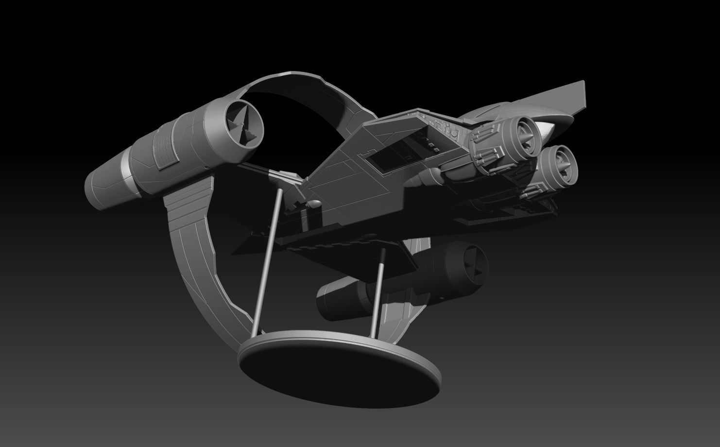 Delta 7 Hyperspace ring and stand add on 3D print model_3