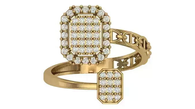 Emerald Cut Style Top Diamond Ring 