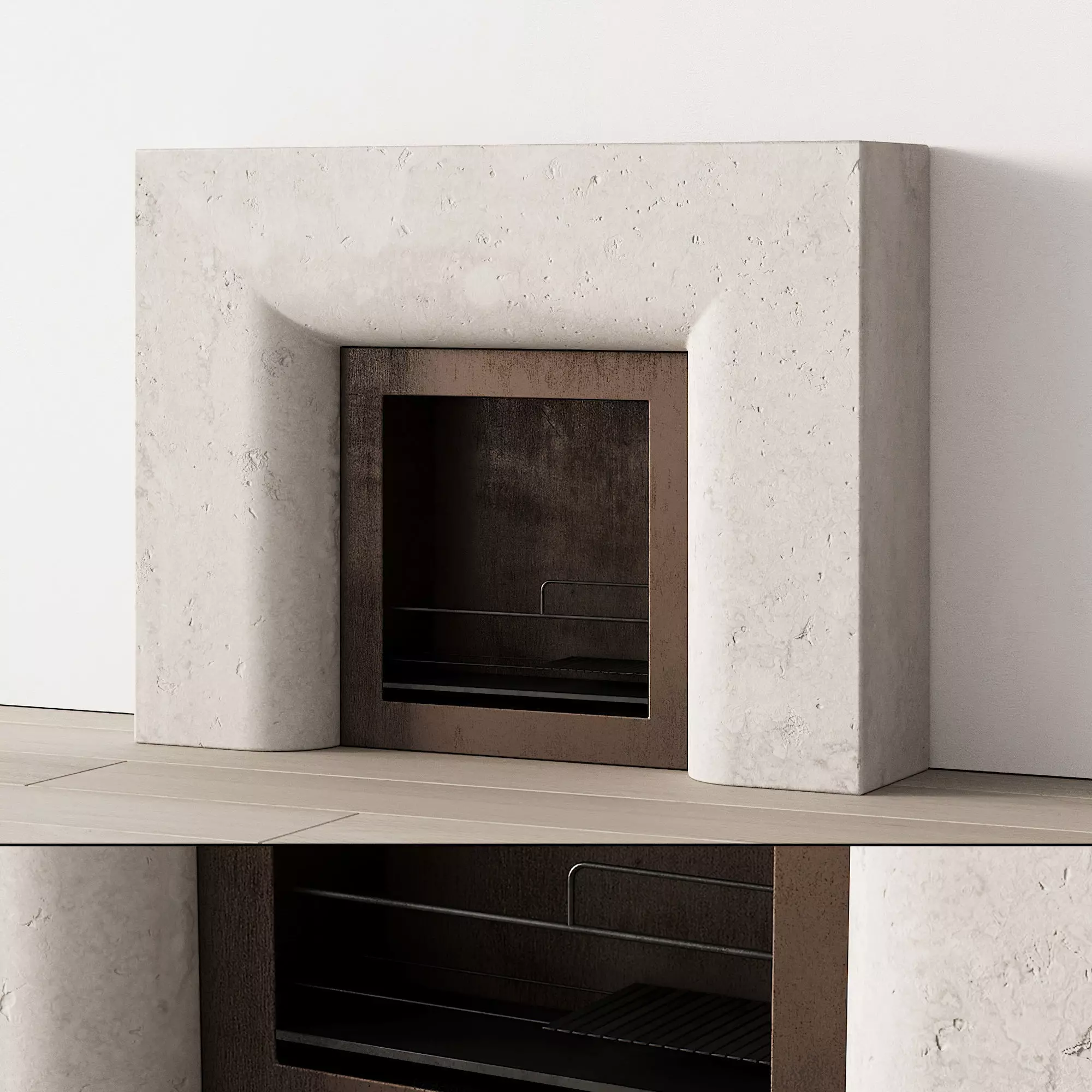 293 fireplace area 11 old chimney travertine stone 00 3D model