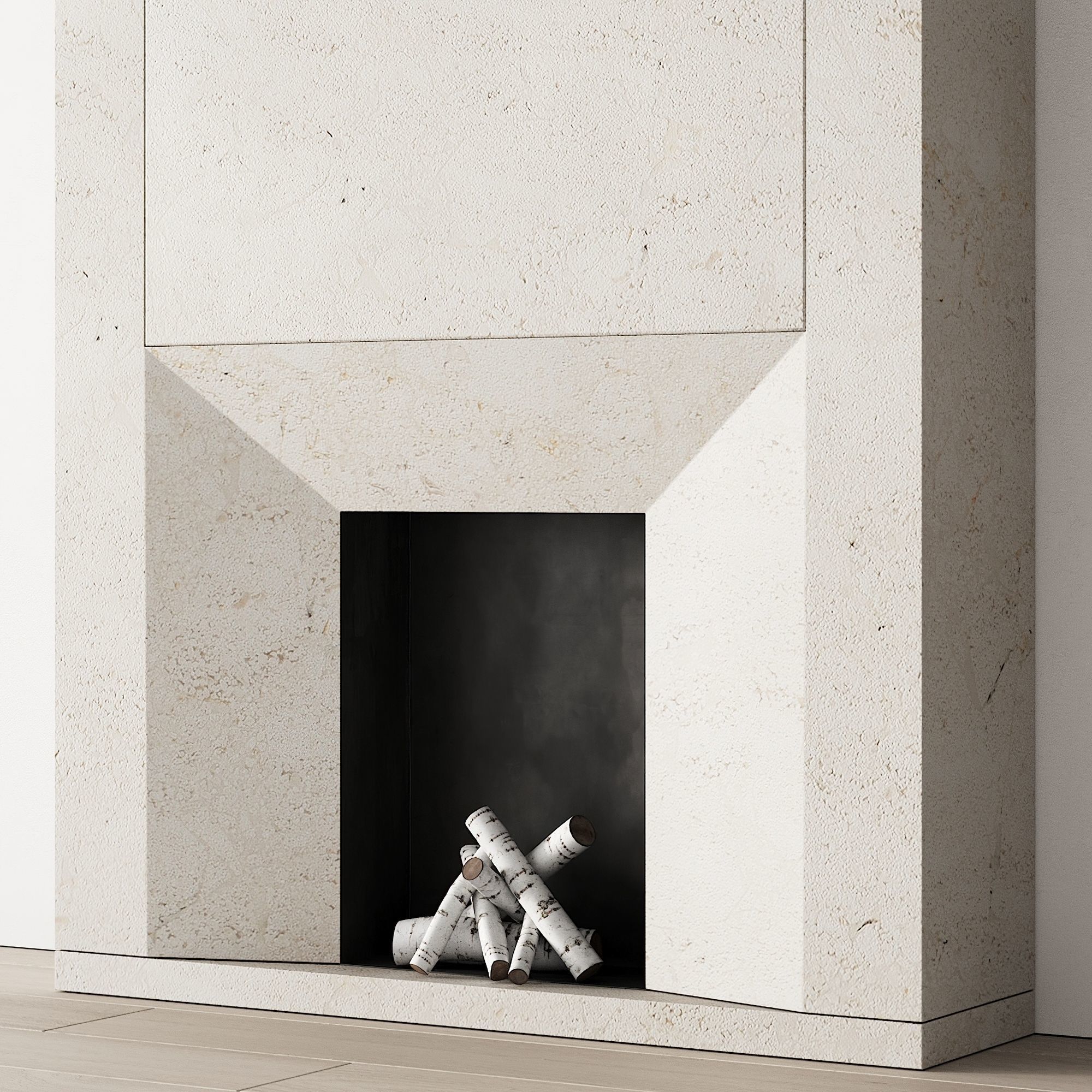 294 fireplace area wall 12 clean lines chimney in marble 00 3D model_3