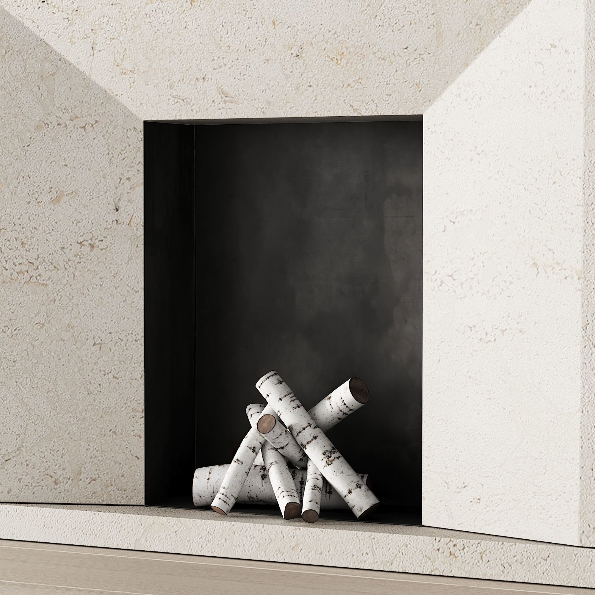 294 fireplace area wall 12 clean lines chimney in marble 00 3D model_6