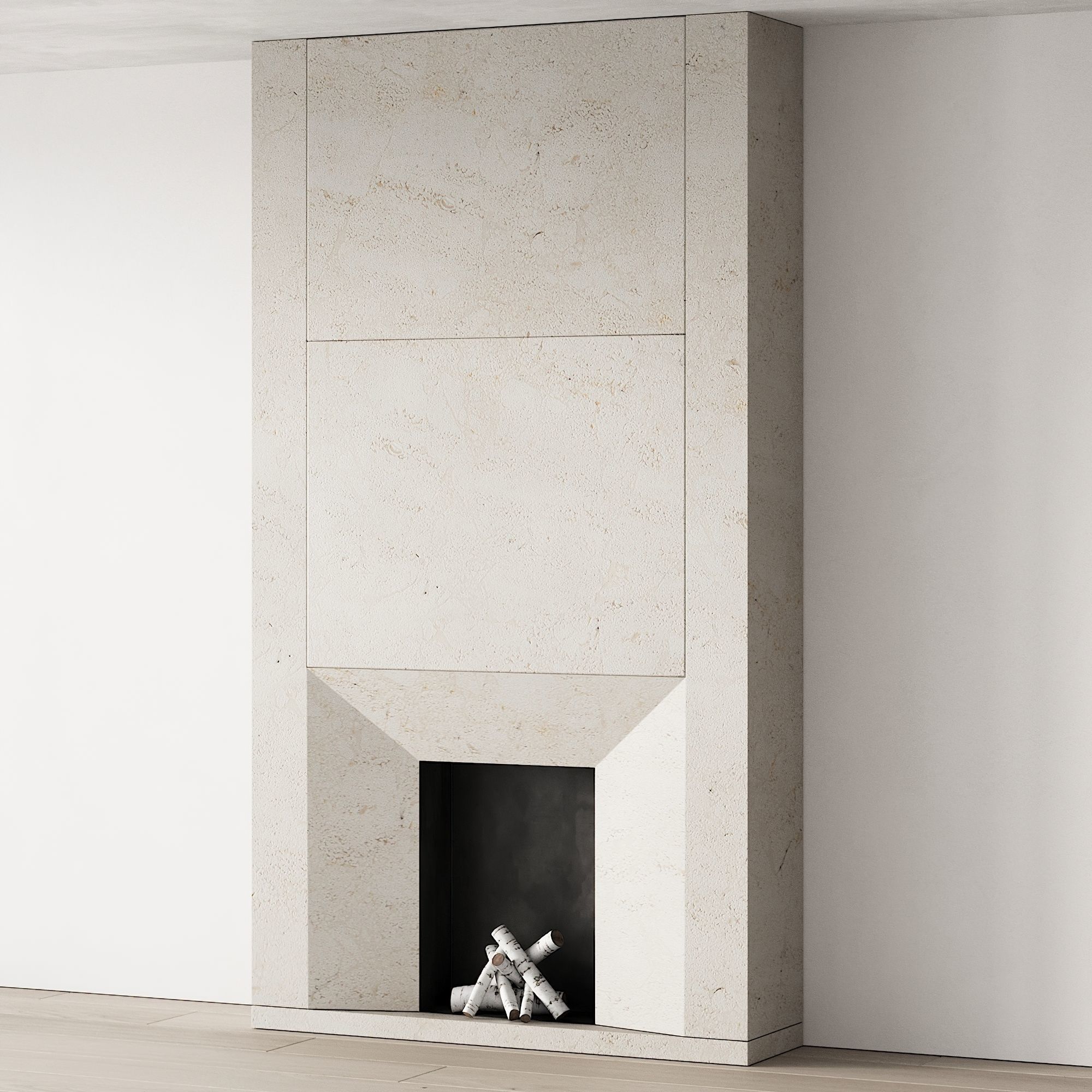 294 fireplace area wall 12 clean lines chimney in marble 00 3D model_2