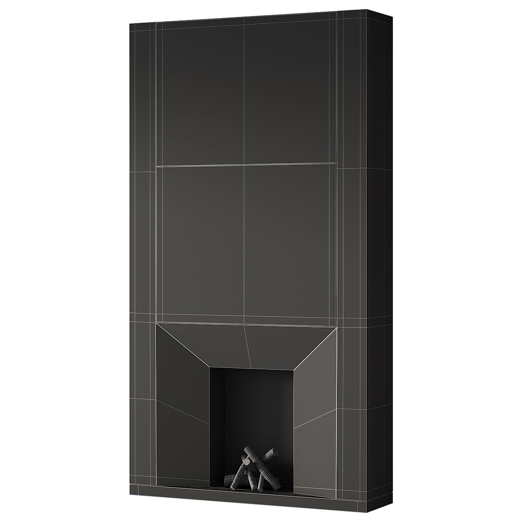 294 fireplace area wall 12 clean lines chimney in marble 00 3D model_7