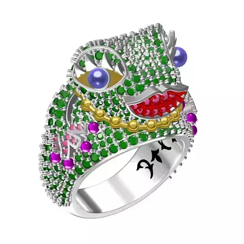Multicolor Diamond Frog Animal Cocktail Ring