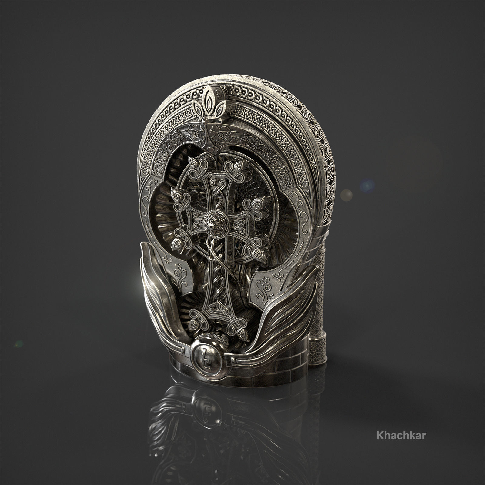 Figurine of Armenian khachkar 3D print model_17