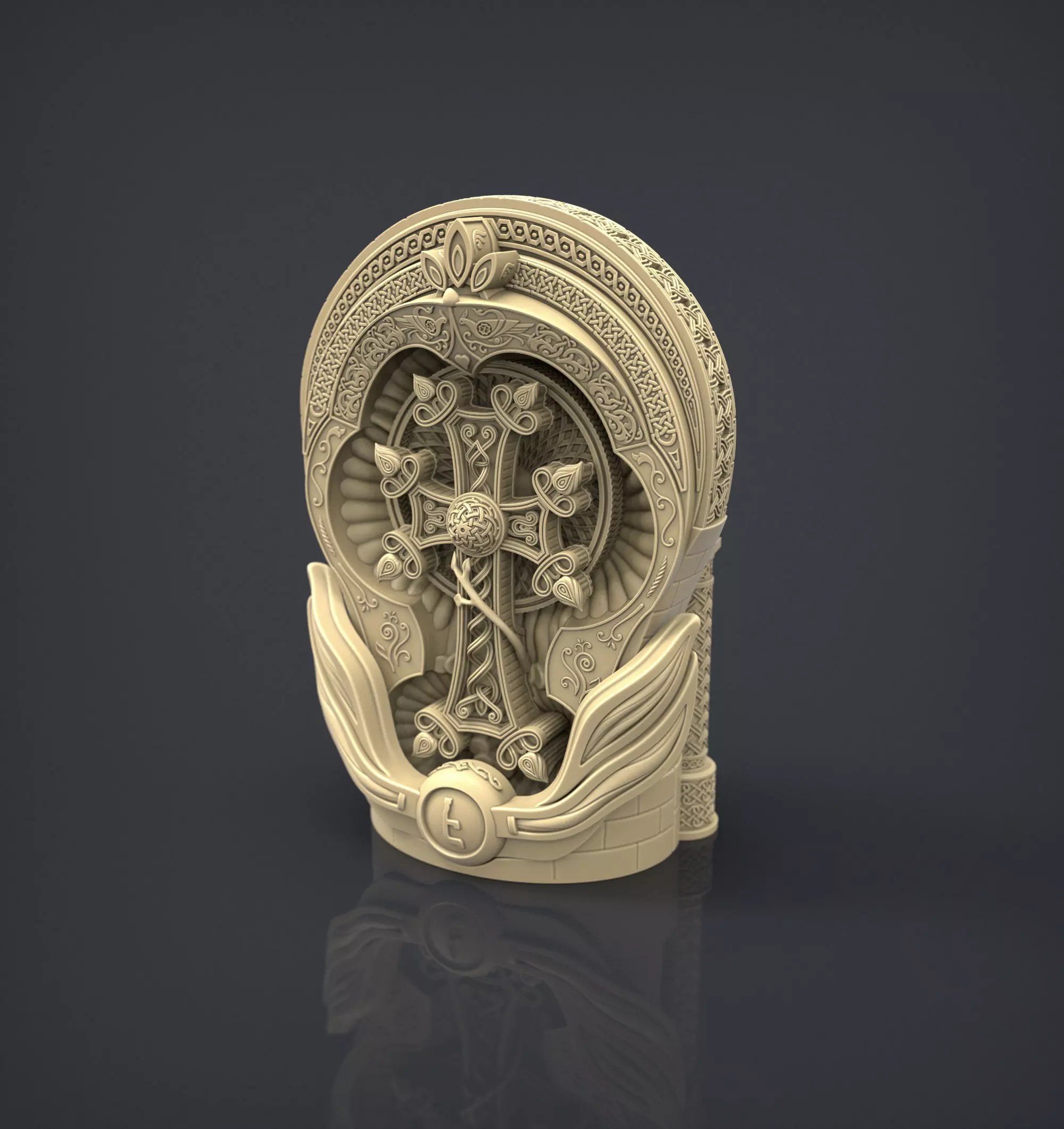 Figurine of Armenian khachkar 3D print model_0