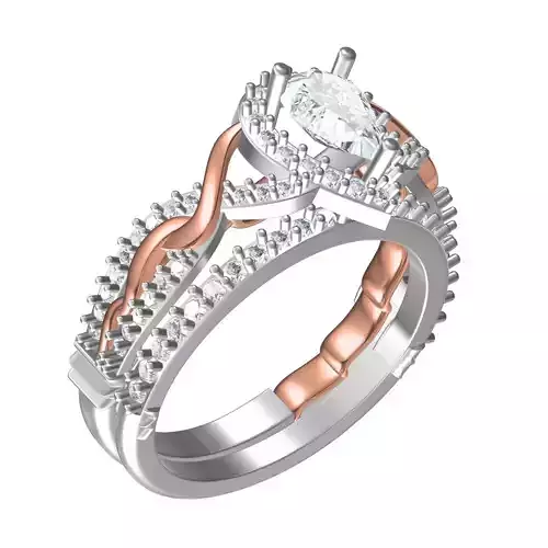 Pear Shape Halo Engagement Ring with Band for Women