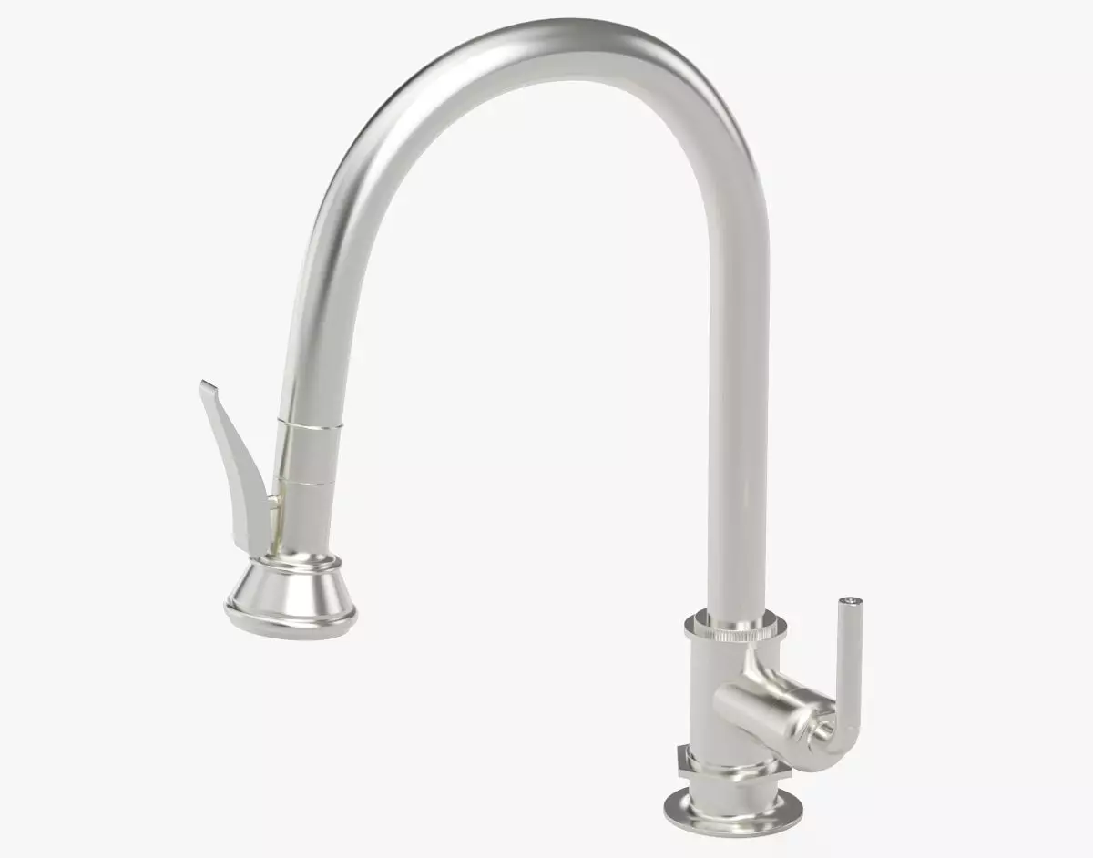 Henry Waterworks pull down faucet in polished nickel 3D model