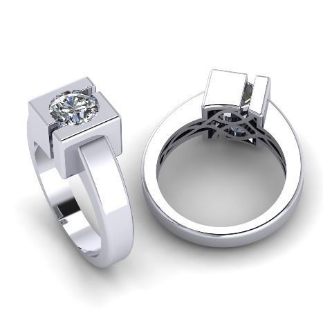 77 Solitaire Cube Ring 3D print model_3