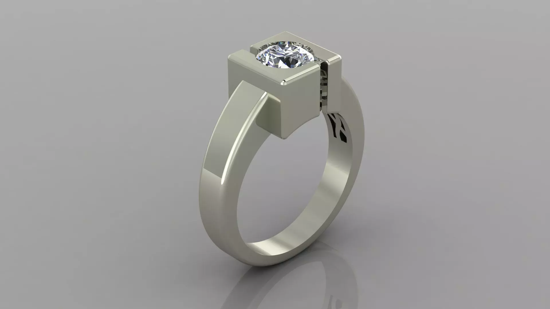 77 Solitaire Cube Ring 3D print model_0