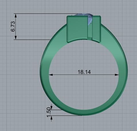 77 Solitaire Cube Ring 3D print model_1