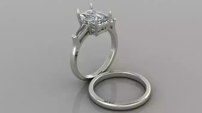 76 Engagement Ring Three Stone Emerald