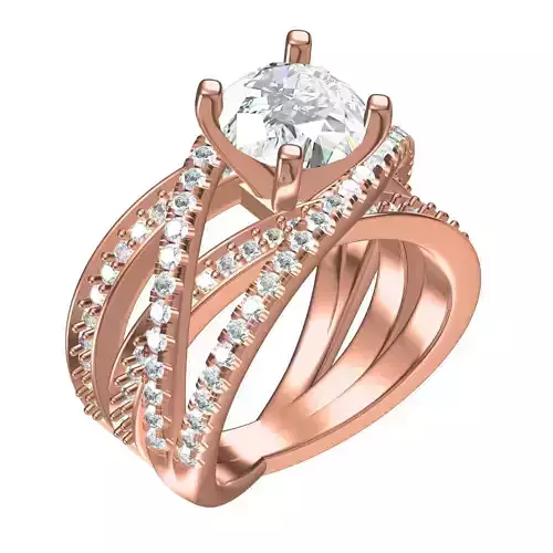 Antique Twisted Split Shank Diamond Engagement Ring