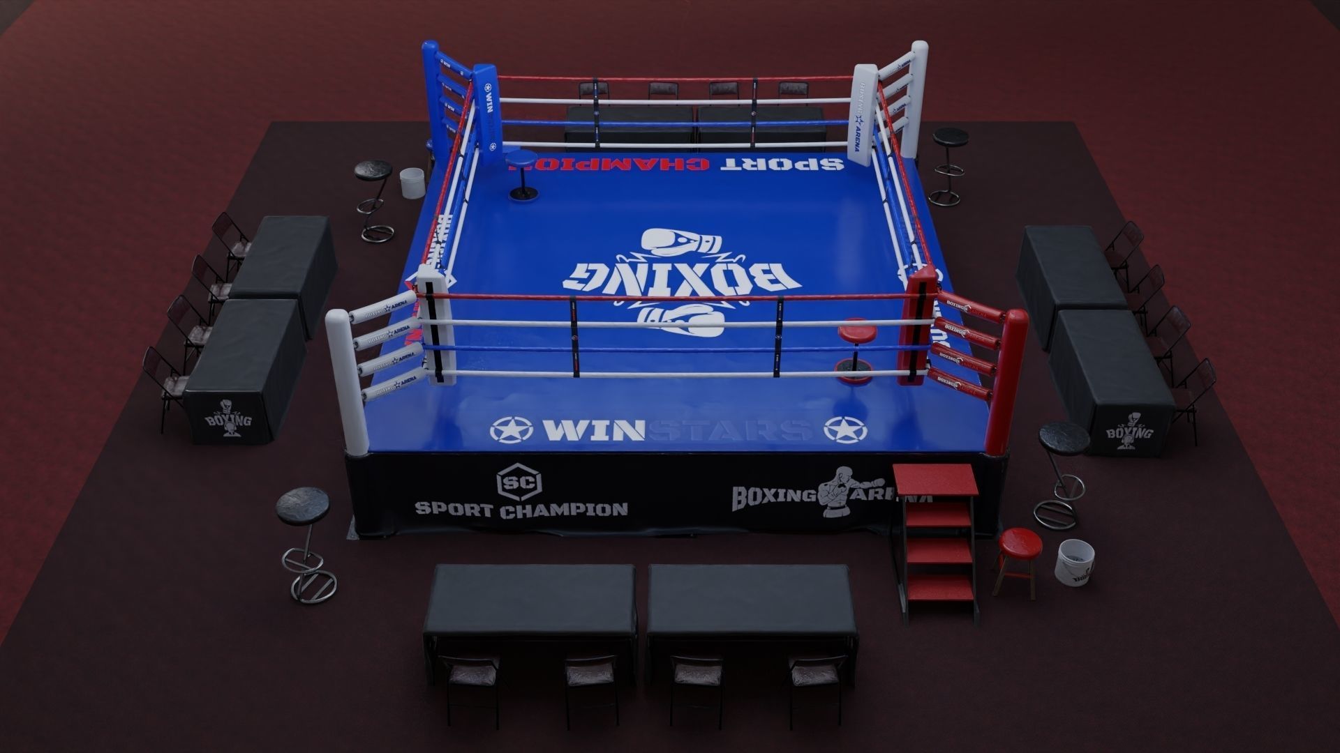 BOXING ARENA  - Game Ready Asset Pack Volume 1 Low-poly 3D model_10